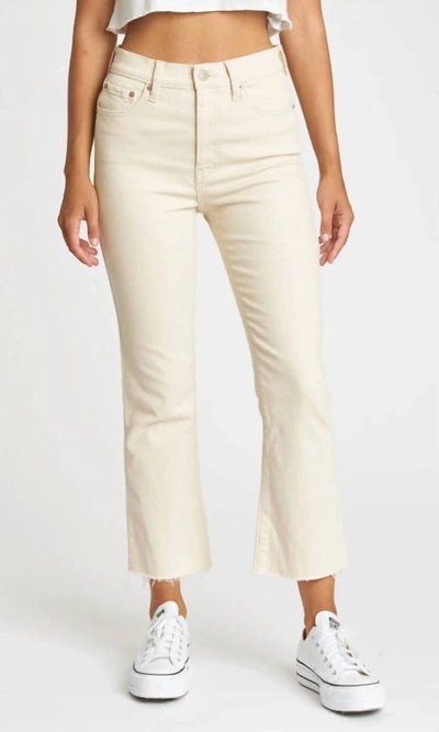 Shop Daze Shy Girl High Rise Crop Flare Jeans In White Beige