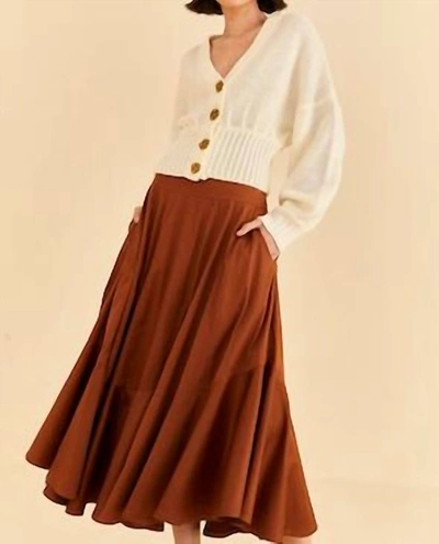 Shop Farm Rio Ruffled Maxi Skirt In Caramel In Brown