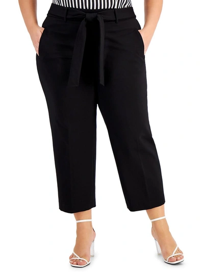 Shop Bar Iii Plus Womens Suit Separate Woven Cropped Pants In Black