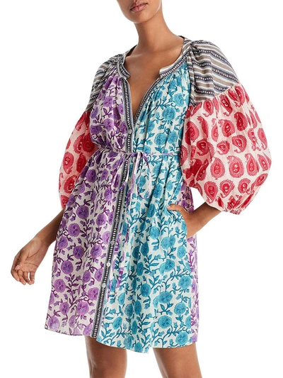 Shop Charina Sarte Womens Paisley Colorblock Tunic Dress In Multi