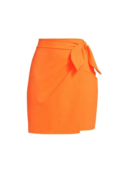 Shop Susana Monaco Side Tie Wrap Mini Skirt In Orange