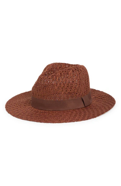 Shop Nordstrom Packable Knit Panama Hat In Rust Gingersnap