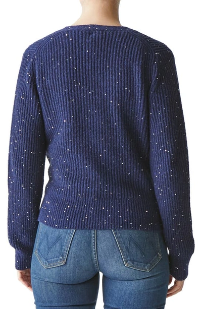 Shop Michael Stars Laurel Surplice Sequin Sweater In Nocturnal