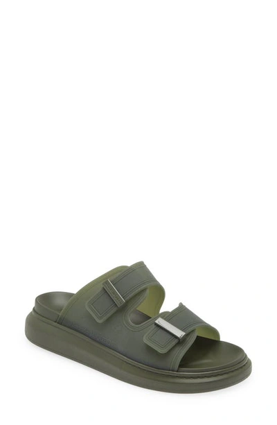 Shop Alexander Mcqueen Oversize Slide Sandal In Khaki/ Khaki
