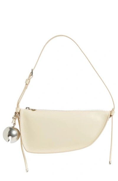 Shop Burberry Mini Shield Leather Shoulder Bag In Pearl
