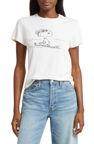 Shop Re/done Classic Ski Snoopy Cotton Graphic T-shirt In Vintage White