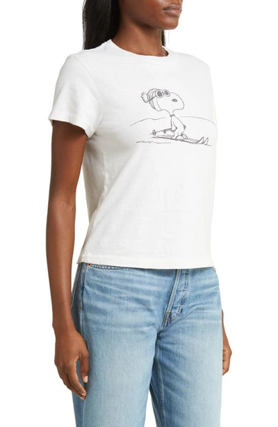 Shop Re/done Classic Ski Snoopy Cotton Graphic T-shirt In Vintage White