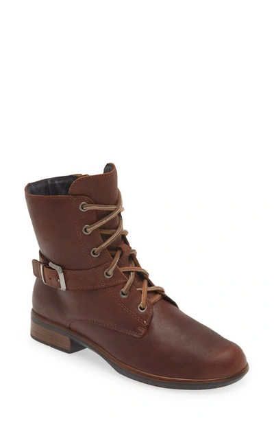 Shop Naot Alize Zip Combat Boot In Soft Cognac Leather