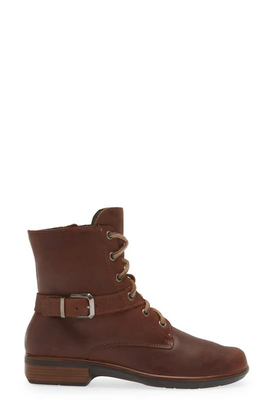 Naot Alize Zip Combat Boot In Soft Cognac Leather
