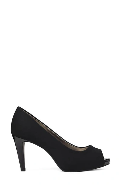 Shop Bandolino Rainaa Peep Toe Pump In Black Lycra