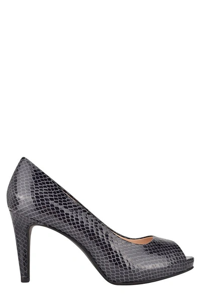 Shop Bandolino Rainaa Peep Toe Pump In Navy Blue Lycra