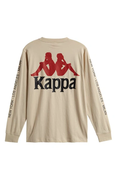 Shop Kappa Authentic Llevar Logo Long Sleeve Graphic T-shirt In Beige Light