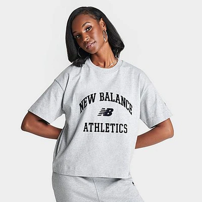 Shop New Balance Women's Athletics Varsity Boxy T-shirt In Heather Grey
