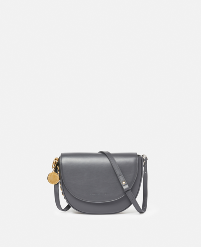 Shop Stella Mccartney Frayme Medium Flap Shoulder Bag In Shadow Black