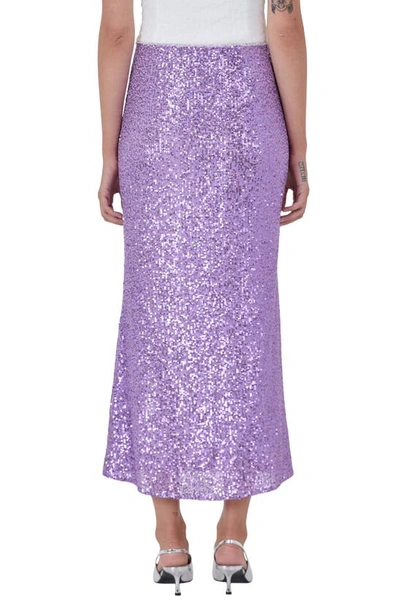 Shop Endless Rose Sequin Midi Skirt In Purple