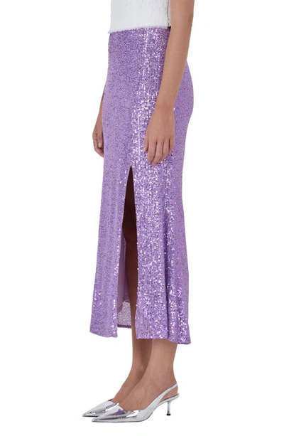 Endless Rose Women's Sequins Front Slit Midi Skirt In Purple