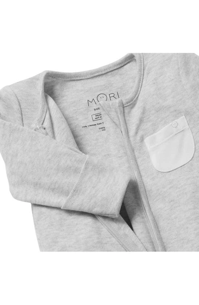 Shop Mori Clever Zip Footie In Gray Marl