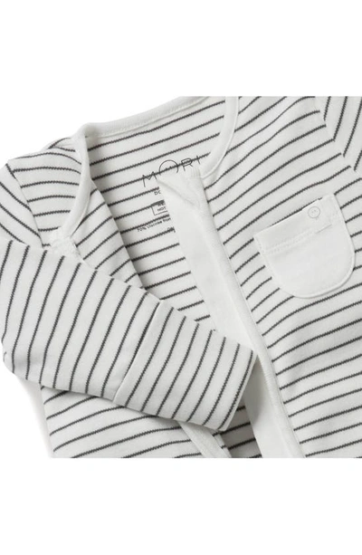 Mori Stripe Fitted One-piece Pajamas In Gray Stripe