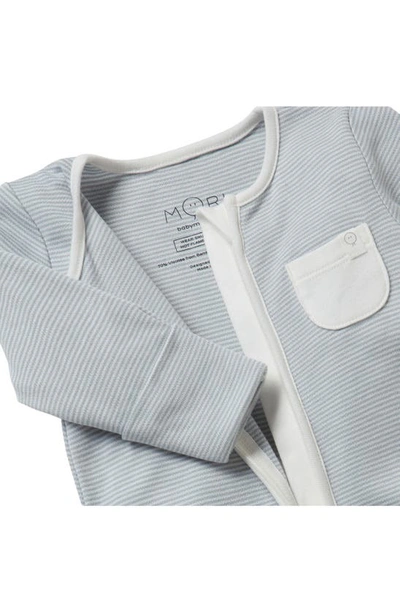 Mori Clever Zip Footie In Blue Stripe
