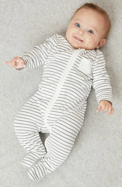 Mori Stripe Fitted One-piece Pajamas In Gray Stripe