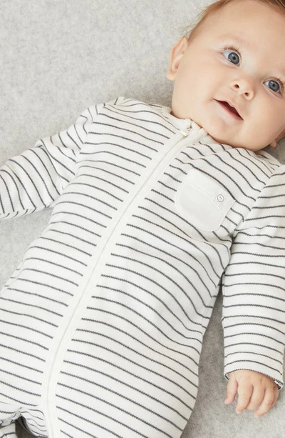 Mori Stripe Fitted One-piece Pajamas In Gray Stripe
