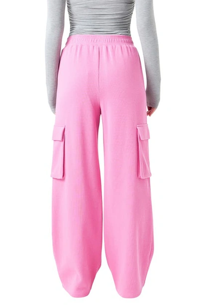 Shop Grey Lab Stretch Cotton Knit Wide Leg Pants In Pink