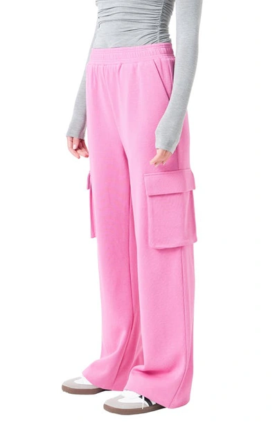 Shop Grey Lab Stretch Cotton Knit Wide Leg Pants In Pink