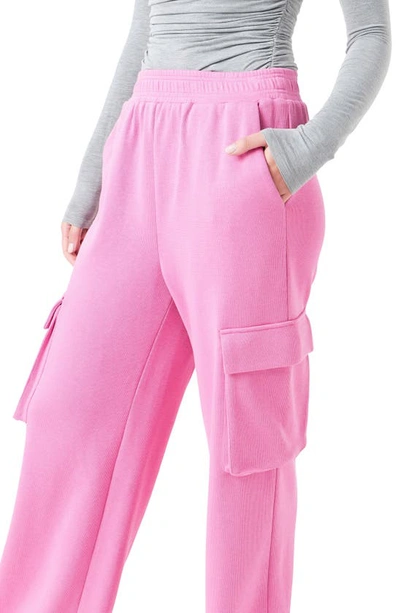 Shop Grey Lab Stretch Cotton Knit Wide Leg Pants In Pink