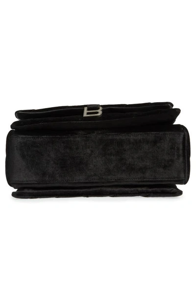 Shop Balenciaga Medium Crush Quilted Velvet Crossbody Bag In Black