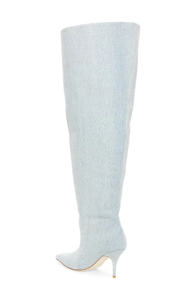 Azalea Wang Amby Pointed Toe Denim Boot In Denim