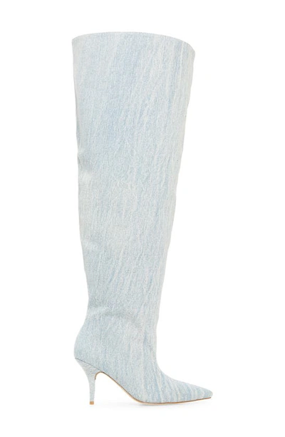 Azalea Wang Amby Pointed Toe Denim Boot In Denim