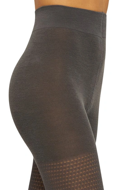 Shop Wolford Openwork Jacquard Tights In Titanium