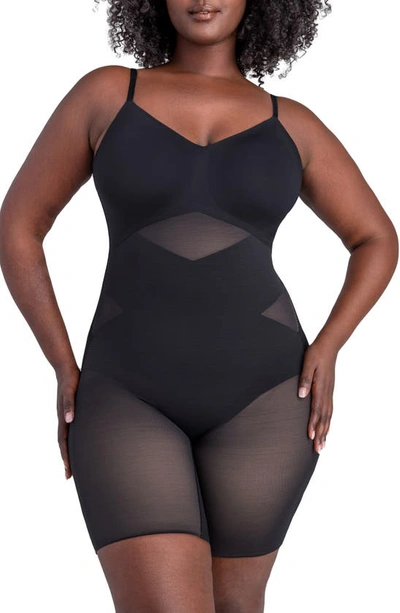 Shop Honeylove Low Back Mid Thigh Bodysuit In Runway