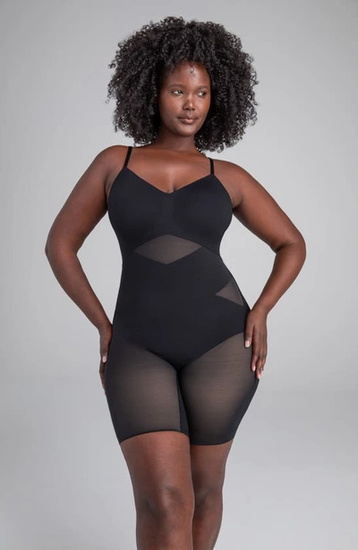 Shop Honeylove Low Back Mid Thigh Bodysuit In Runway