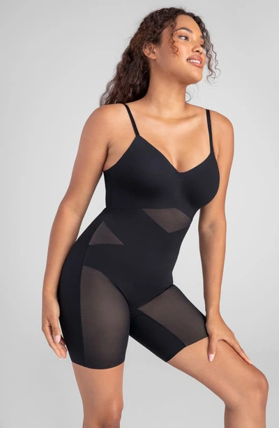 Shop Honeylove Low Back Mid Thigh Bodysuit In Runway