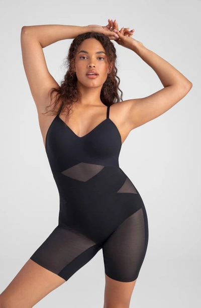 Shop Honeylove Low Back Mid Thigh Bodysuit In Runway