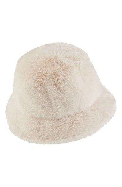 Shop Nike Apex Swoosh Faux Fur Bucket Hat In Guava Ice/ Black