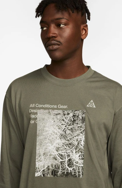 Shop Nike Acg Long Sleeve Graphic T-shirt In Medium Olive