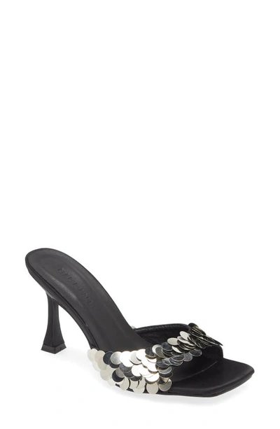 Shop Billini Qirin Paillette Sandal In Black Satin-sequin