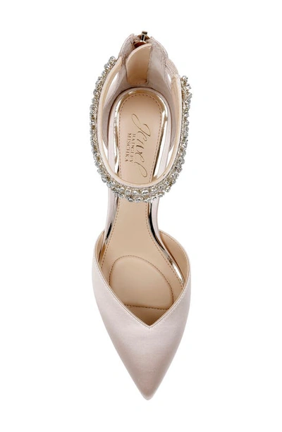 Shop Jewel Badgley Mischka Maya Ankle Strap Pointed Toe Pump In Champagne