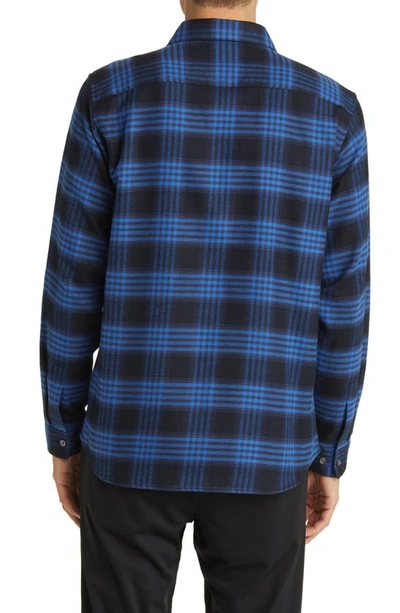 Shop Theory Irving Plaid Cotton Flannel Button-up Shirt In Blueberry Multi