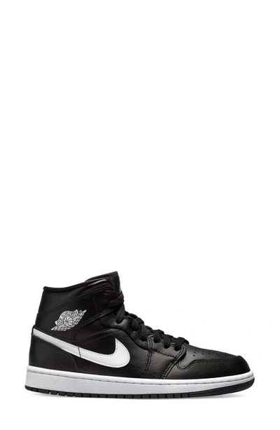 Shop Jordan Air  1 Mid Basketball Sneaker In Black/ White/ Black