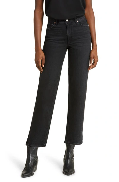 Shop Paige Sarah High Waist Ankle Straight Leg Jeans In Vacant Black Distressed