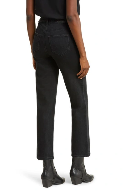 Shop Paige Sarah High Waist Ankle Straight Leg Jeans In Vacant Black Distressed