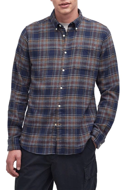 Shop Barbour Eddleston Flannel Button-down Shirt In Navy