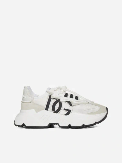 Shop Dolce & Gabbana Daymaster Mix Materials Sneakers In White