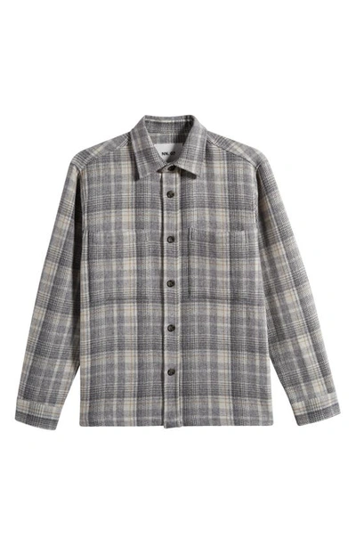 Shop Nn07 Frode 5365 Plaid Wool Blend Flannel Button-up Shirt Jacket In Grey Check