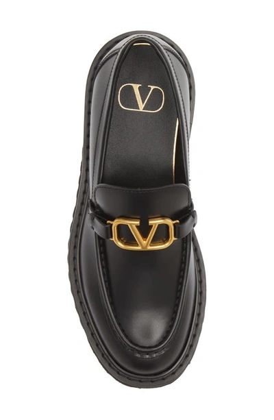 Shop Valentino Vlogo Signature Loafer In 0no Nero