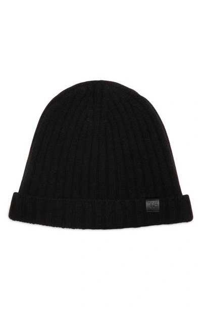 Shop Tom Ford Rib Cashmere Beanie In Black