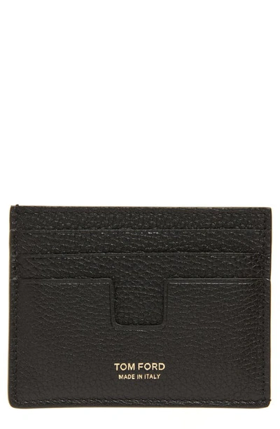 Shop Tom Ford T-line Soft Grain Card Holder In Black